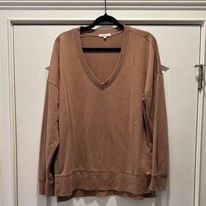 Z Supply Brown V-Neck Sweatshirt